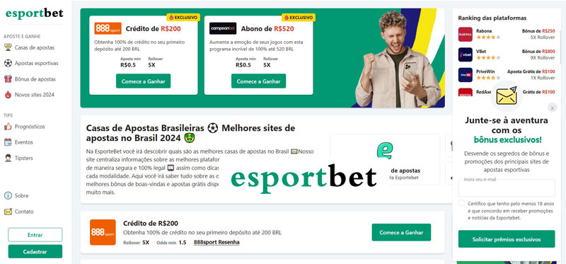 Bônus de Boas-Vindas de 100% do Esport Bet Brasil